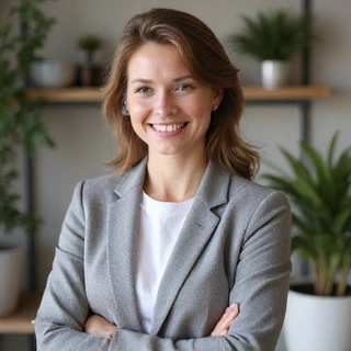 Porträt von Dr. Anna Schmidt, einer lächelnden Ernährungsberaterin